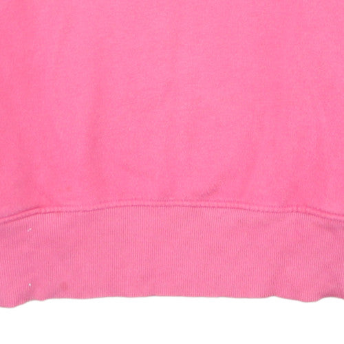 Reebok Womens Pink Pullover Hoodie L Cotton Blend Logo Sweatshirt