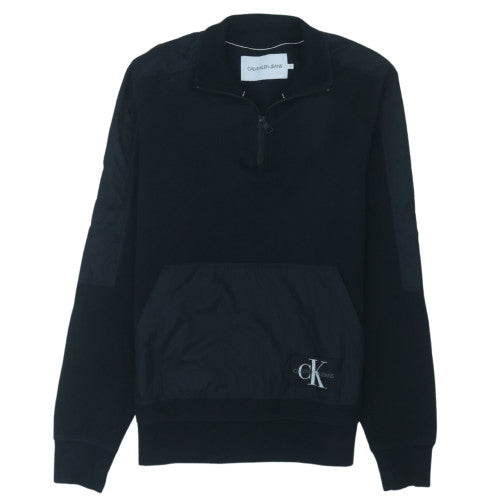 Calvin Klein Jeans Men's Black S 1/4 Zip Sweatshirt Regular Fit