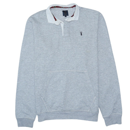 Next Men's Grey Long Sleeve Polo Shirt Size S Cotton Blend