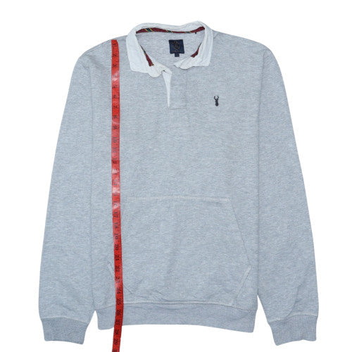 Next Men's Grey Long Sleeve Polo Shirt Size S Cotton Blend