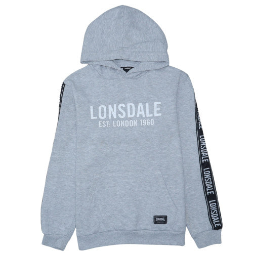 Lonsdale Boys Grey Pullover Hoodie Size 14 Logo Print Casual Sweatshirt