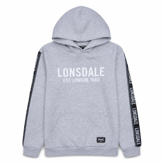 Lonsdale Boys Grey Pullover Hoodie Size 14 Logo Print Casual Sweatshirt