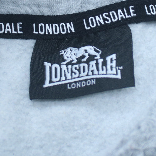 Lonsdale Boys Grey Pullover Hoodie Size 14 Logo Print Casual Sweatshirt