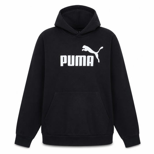 Front view of Puma Men’s Black XL Pullover Hoodie Regular Fit Fleece Sportswear