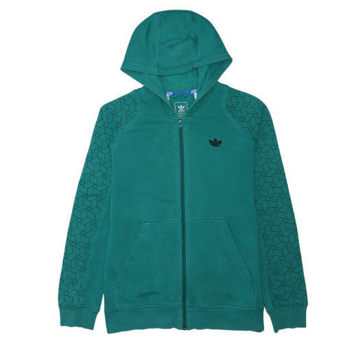 Adidas Men's Green Full Zip Hoodie Size M Regular Logo Sweatshirt