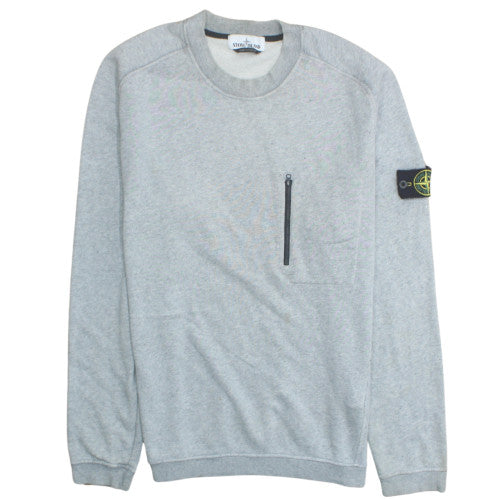 Stone Island Men's Grey Crew Neck Pullover Sweatshirt Size M