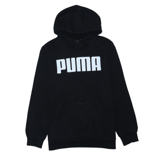 Puma Men's Black Pullover Hoodie M Sports Logo Fleece Sweatshirt
