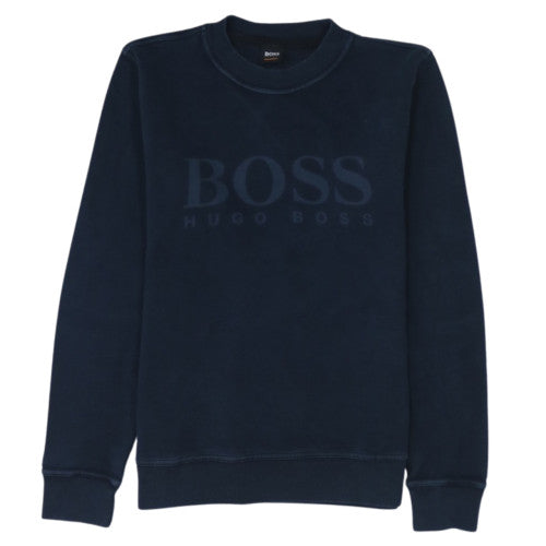 Hugo Boss Men's Blue Crew Neck Logo Pullover Jumper Size S
