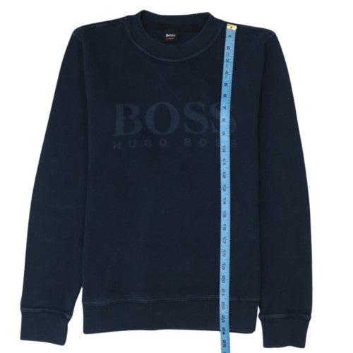 Hugo Boss Men's Blue Crew Neck Logo Pullover Jumper Size S