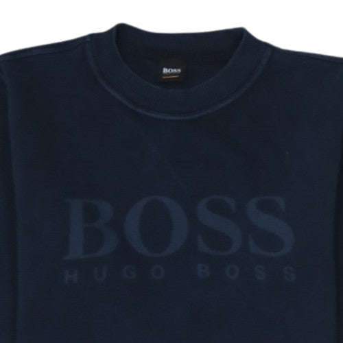 Hugo Boss Men's Blue Crew Neck Logo Pullover Jumper Size S