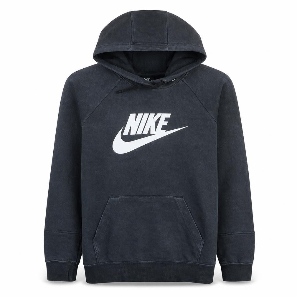 Front view of Nike Men's Black Pullover Hoodie L Regular Fit Fleece Sweatshirt