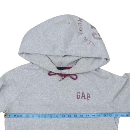 GAP Women Grey Pullover Hoodie Medium Logo Drawstring Casual Sweatshirt