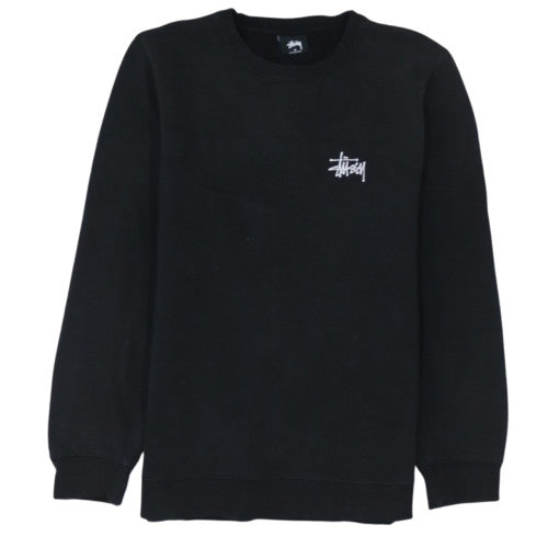 Stussy Mens Black Regular Fit Crew Neck Logo Sweatshirt M