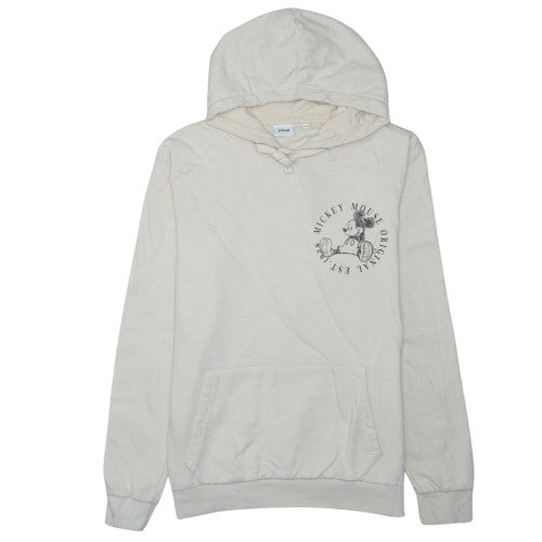 Disney Womens Beige Mickey Mouse Pullover Hoodie Size 12 Cotton