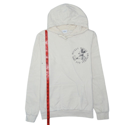Disney Womens Beige Mickey Mouse Pullover Hoodie Size 12 Cotton