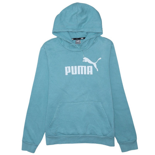 Puma Womens Blue Pullover Hoodie L Cotton Fleece Casual Sweatshirt