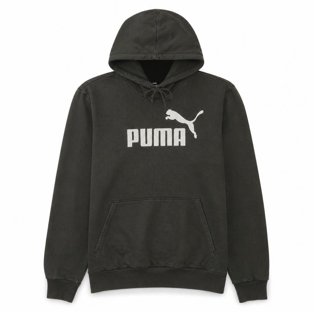 Front view of Puma Men’s Green Pullover Hoodie Medium Logo Fleece Sportswear