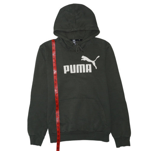 Puma Men’s Green Pullover Hoodie Medium Logo Fleece Sportswear