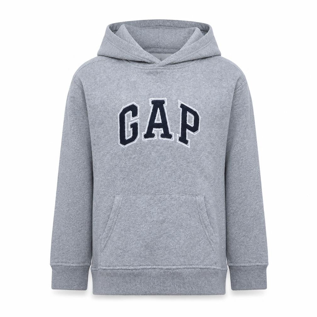 Gap Boys Grey Pullover Hoodie with Logo Embroidery Size 10 Years