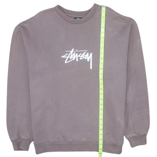 Stussy Mens Brown Logo Crew Neck Fleece Sweatshirt Small