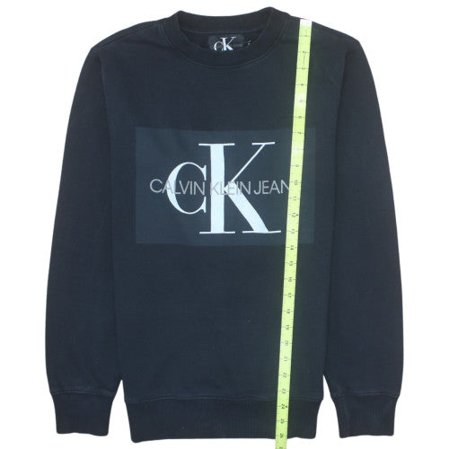 Calvin Klein Jeans Men's Black Small Pullover Sweatshirt Logo Crew Neck