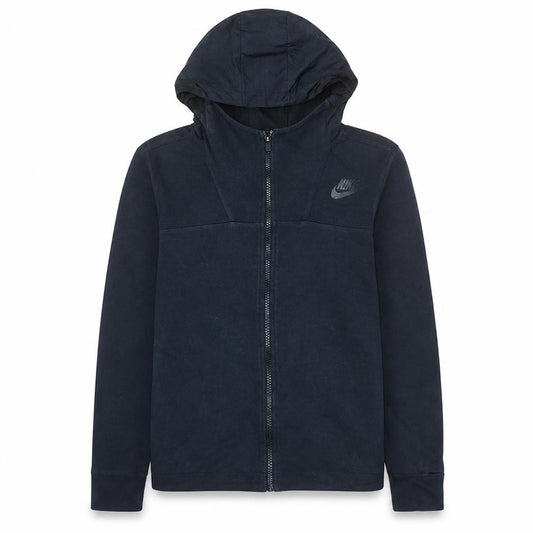 Front view of Nike men’s black full zip hoodie xs regular fit sportswear