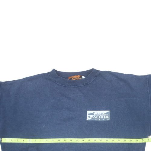 Quiksilver Mens Blue Pullover Fleece Sweatshirt M Retro Logo