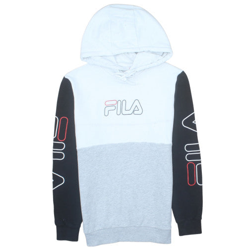 Fila Mens Grey Colour Block Hoodie Small Logo Pullover