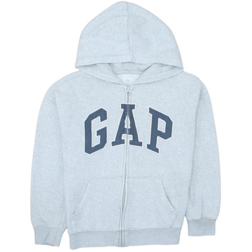 GAP Teens Grey Full Zip Hoodie L Logo Fleece Sweatshirt