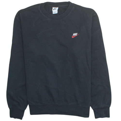 Nike Men's Black Crew Neck Sweatshirt M Cotton Blend Logo Pullover