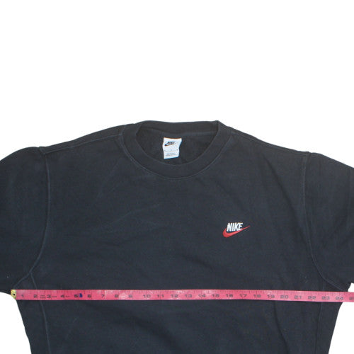 Nike Men's Black Crew Neck Sweatshirt M Cotton Blend Logo Pullover