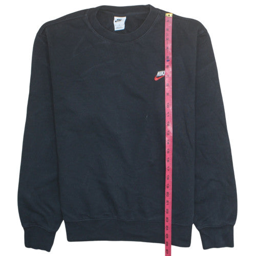 Nike Men's Black Crew Neck Sweatshirt M Cotton Blend Logo Pullover
