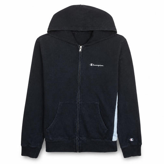 Front view of Champion Men's Black Medium Full Zip Hoodie Sweatshirt