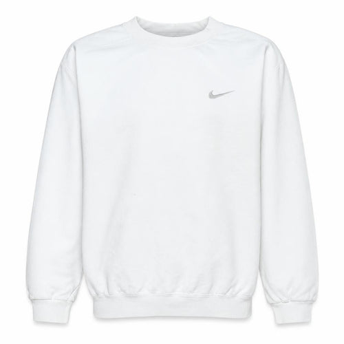 Nike Men's White Embroidered Logo Crew Neck Fleece Sweatshirt M