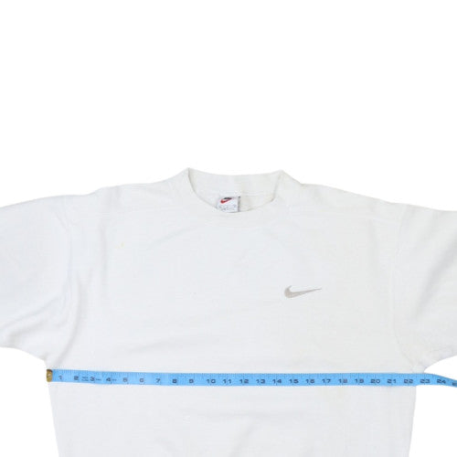 Nike Men's White Embroidered Logo Crew Neck Fleece Sweatshirt M
