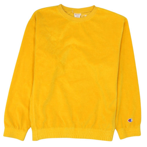 Champion Men Yellow Small Crew Neck Sweatshirt Cotton Blend