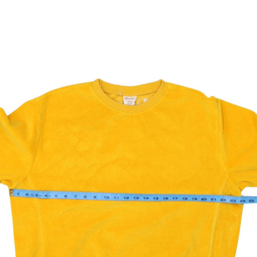 Champion Men Yellow Small Crew Neck Sweatshirt Cotton Blend