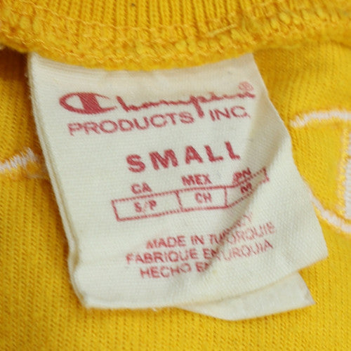 Champion Men Yellow Small Crew Neck Sweatshirt Cotton Blend