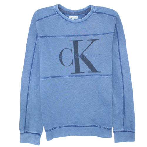 Calvin Klein Jeans Men's Blue Small Logo Crew Neck Sweatshirt
