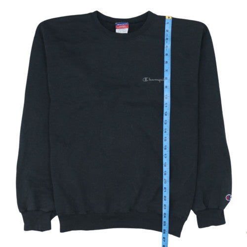 Champion Men Black Crew Neck Pullover Sweatshirt L Regular Fit