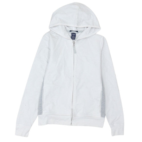 GAP Men's White Full Zip Hoodie S Regular Cotton Stretch