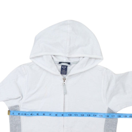 GAP Men's White Full Zip Hoodie S Regular Cotton Stretch