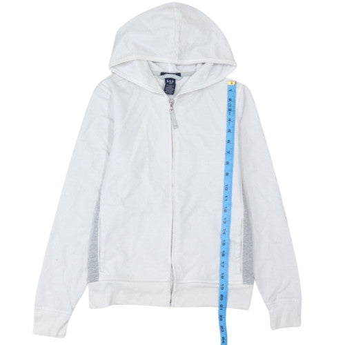 GAP Men's White Full Zip Hoodie S Regular Cotton Stretch