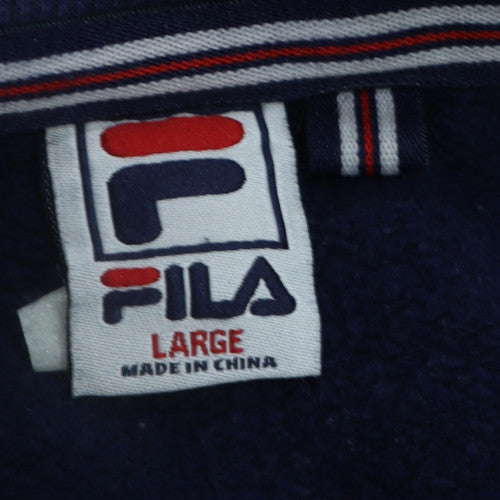 FILA Mens Blue Large Pullover Fleece Sweatshirt Logo Crew Neck