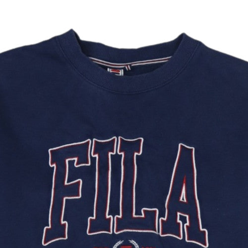 FILA Mens Blue Large Pullover Fleece Sweatshirt Logo Crew Neck