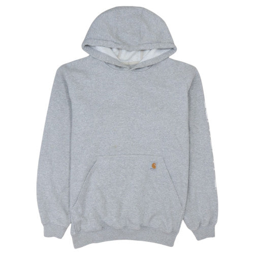 Carhartt Mens Grey Pullover Hoodie M Regular Fleece Logo Sweatshirt