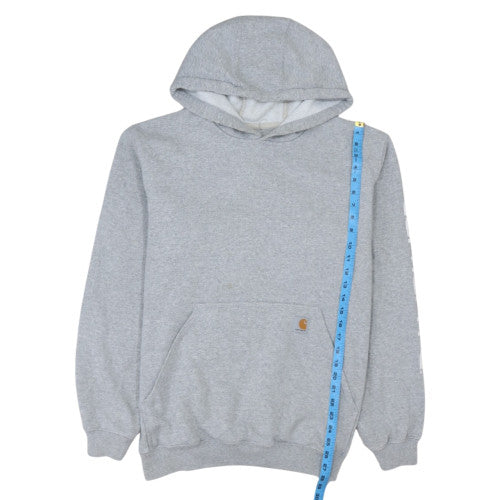 Carhartt Mens Grey Pullover Hoodie M Regular Fleece Logo Sweatshirt