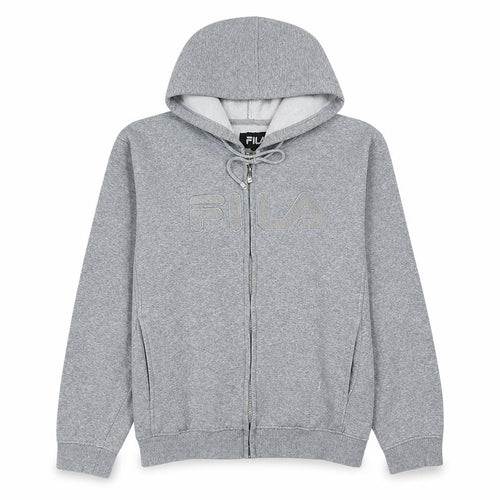 Fila Mens Grey Full Zip Hoodie L Logo Sports Cotton Blend Sweatshirt