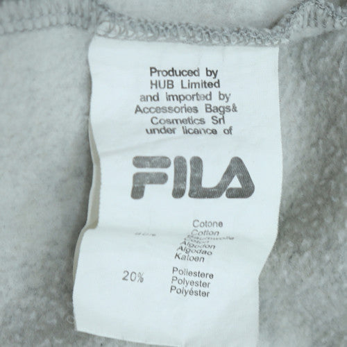 Fila Mens Grey Full Zip Hoodie L Logo Sports Cotton Blend Sweatshirt