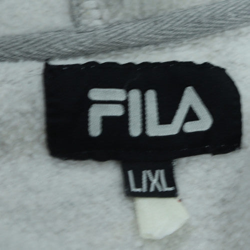 Fila Mens Grey Full Zip Hoodie L Logo Sports Cotton Blend Sweatshirt
